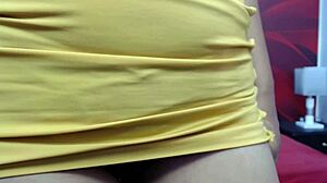 Watch this horny teen tease her big tits on webcam?