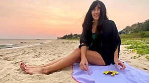 Sexy Beauty Girl Chases Sunsets On Beach