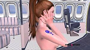Cute Girl In Airplane Poses Nude - 3D Cartoon