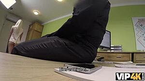 Hey, did this blonde pass the special casting in the office for VIP4K?