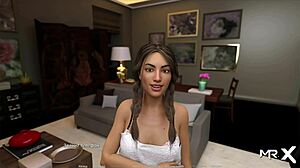 caressing my cute anime girl on the couch!