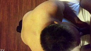 sucking black shemale's monster cock with intense blowjob in lesbian scene