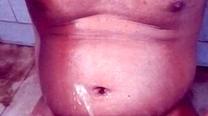 Old Indian Gay Bottom Takes Own Golden Shower in Detailed Scene