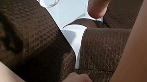 smell of pussy with cum dripping down naughty leg while masturbating wet on sofa with big tits and ass