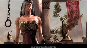 WONDER WOMAN FUCKS ARES with big tits fingering and cowgirl riding!