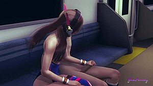 Overwatch femboy D.Va gives wild handjob and blowjob in Japanese anime porn! 😍