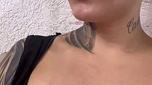 blonde sweats hard at gym, removes big tits to breathe!