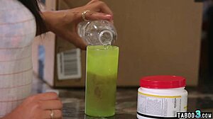 cute petite teen gina valentina experiences first blowbang with five huge cocks.