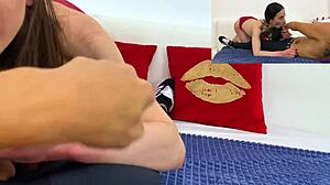 i'm nataly gold, getting my mouth fucked hard in pov, cum filling it up