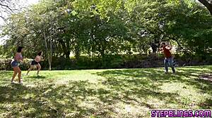 stepsiblings get down and dirty in hot threesome fuck