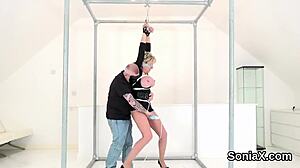 Unfaithful British mature Sonia reveals her huge breasts