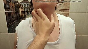 big wet titties in wet t-shirt under shower