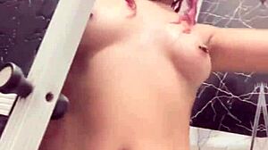 sko ella in the shower showing off her tits and pussy, oops.