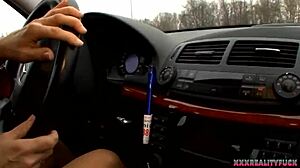 Horny milf fucks stranger in taxi and eats his cum?