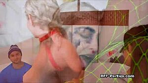 Foursome COSPLAY FUCK with slutty super heroes in lingerie