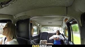 Lesbians engage in hard sex with fingering, licking, and squirting wet pussies in a car.