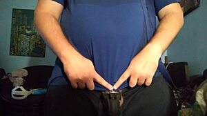 Man Uses Chastity Cage For Masturbation Session