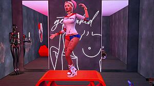 Harley Quinn enslaved for rough anal and bukkake in hentai parody