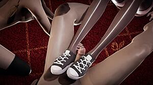 frozen foot fetish - elsa and anna footjob and shoejob