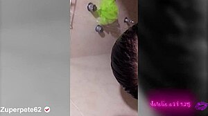 Latina wife shows big tits and ass in sensual shower.
