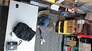 Slim blonde exposes butterfly tattoo and pussy