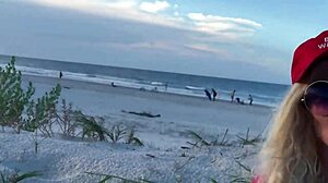 hot milf plays with her pussy on public beach with people near 😏