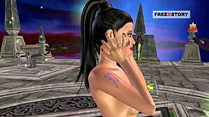 Ever seen a 3D cartoon Indian girl fingering with cucumber?