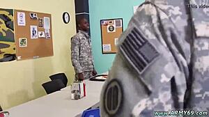 Drill sergeant relieves boy with intense gay sex