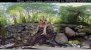 ana, molly, and belle having lesbian fun outdoors?