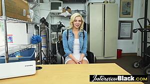 Petite Blonde Teen Loves Sucking Huge Black Cocks In Uniform