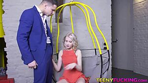 flat chested young blonde rides monster cock to cum in mouth