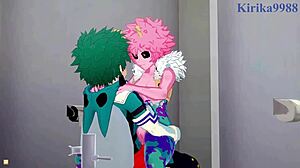 Mina ashido momo yaoyorozu izuku midoriya intense sex my hero academia hentai