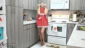 Victoria Cruz strips and teases with big tits in kitchen amateur clip for Cosmids