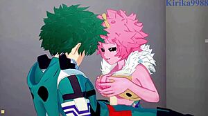 Mina ashido momo yaoyorozu izuku midoriya intense sex my hero academia hentai