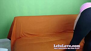 Glam model Lelu Love teases upskirt edging on live cam