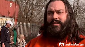 Lucky Stud Gets Pleasured by Mature Woman Outdoors