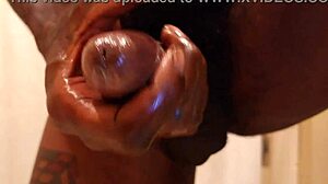 i masturbate my big black cock close-up