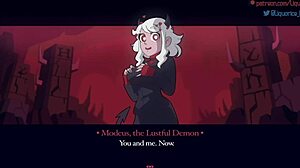 Modeus Lustful Demon Sucks Monster Cock in Helltaker