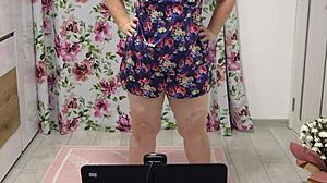 juicy pawg shakes in different panties near webcam, chubby milf home fetish