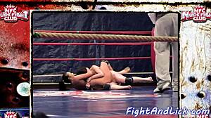 European Babes Engage In Intense Wrestling Match In The Boxing Ring