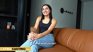 Latina babe takes huge dick in casting.