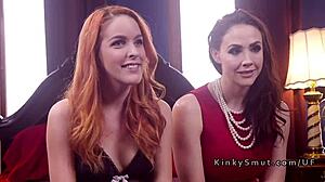 Redhead Brat and Busty Woman in Punishment Scene.