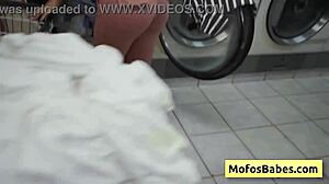 Petite Brunette Teen Sucks Cock In Public Laundromat