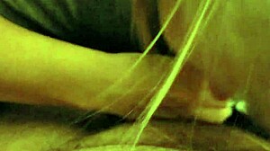 In this webcam video, my wife's petite pussy gets wet as I cum on her feet.