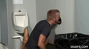 in the toilet, gay gloryhole fuck with sucking