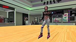 Second Life Ep 11: Space Roller with Young Brunette Swallowing Old Man's Load