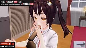 In this uncensored japanese hentai, she performs handjob and blowjob with asmr effects