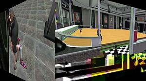 Second Life Ep 11: Space Roller with Young Brunette Swallowing Old Man's Load