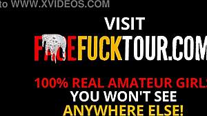 Insanely massive facial on petite girl after rough deep throat