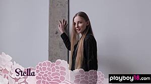 petite blonde russian stella undressing red lingerie 😍